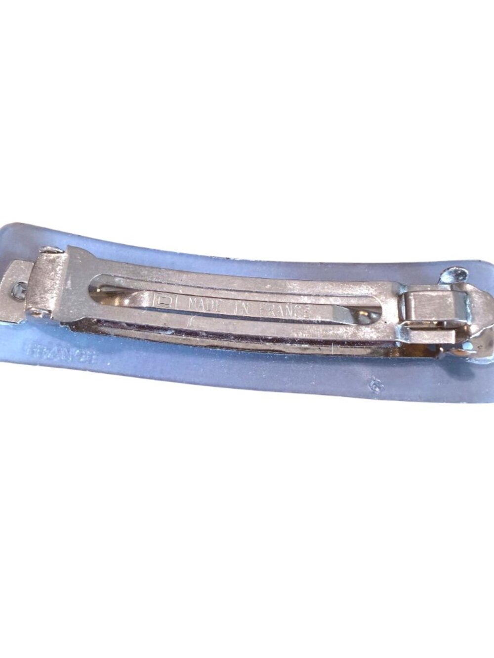 Rectangular Hair Barrettes Set of 3 Blue Purple Green Glossy Textured Finish - Picture 4 of 4
